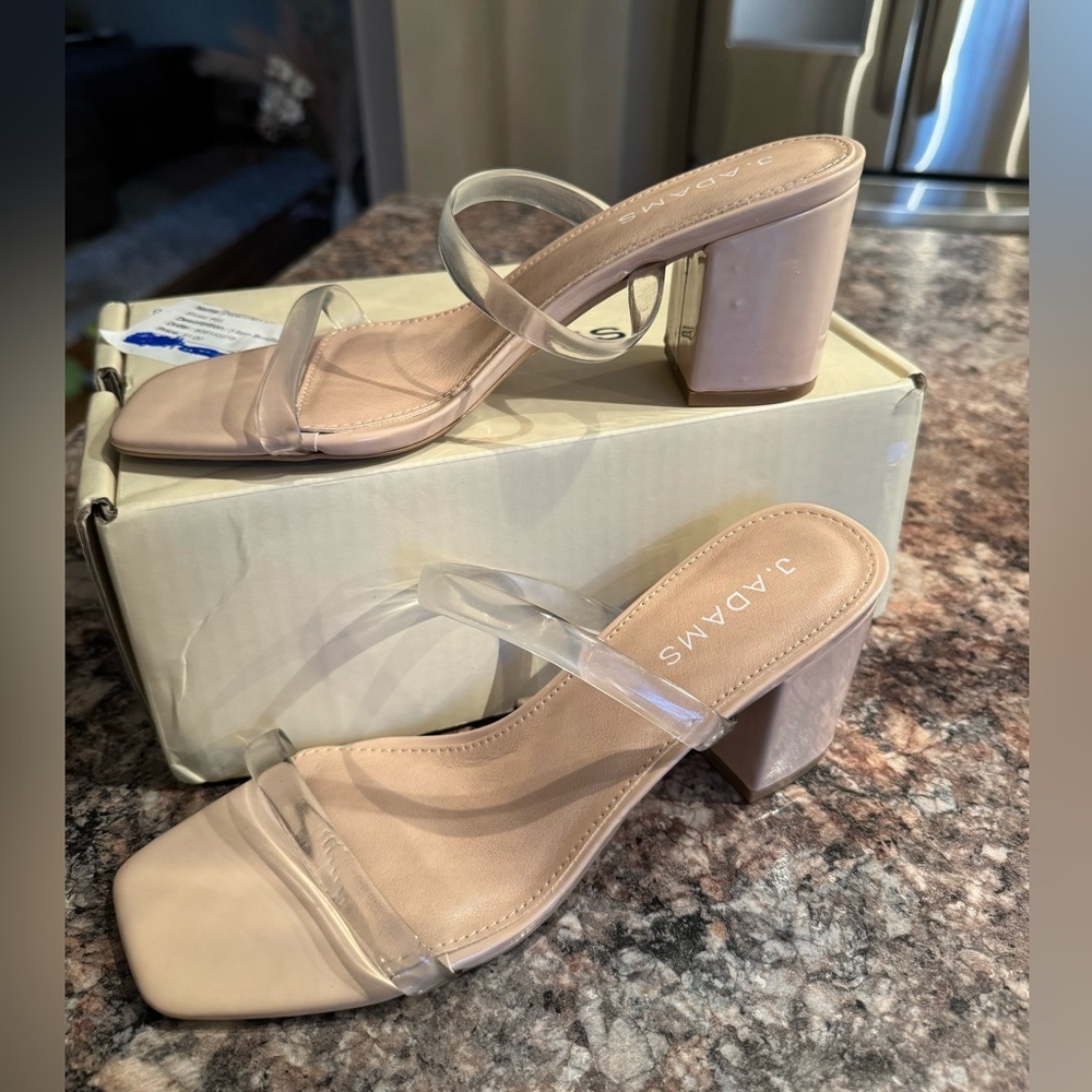 Trendy Block Heel Sandals with Clear Straps - Picture 2 of 4